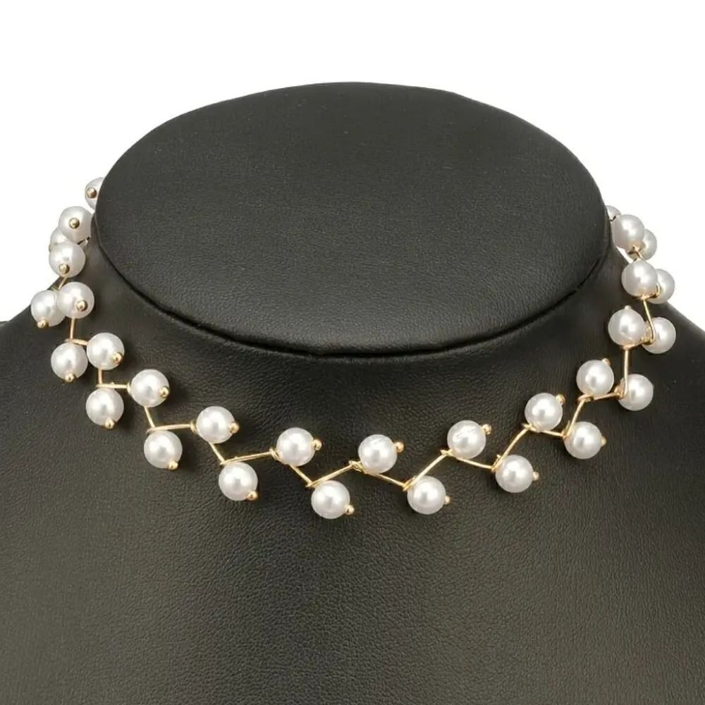 Bohemian Chic Faux Pearl Choker for Women Gold or Silver Tone